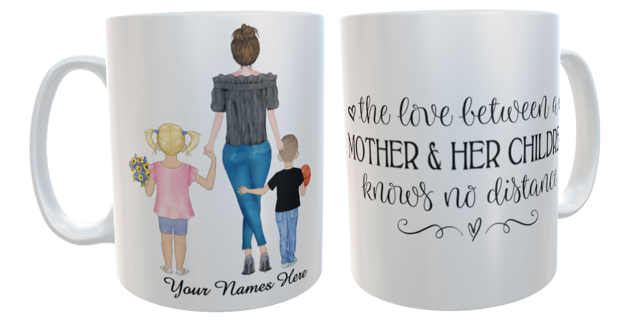 Mother & Children Ceramic Mug, Custom Mother and Child Mug - Click Image to Close